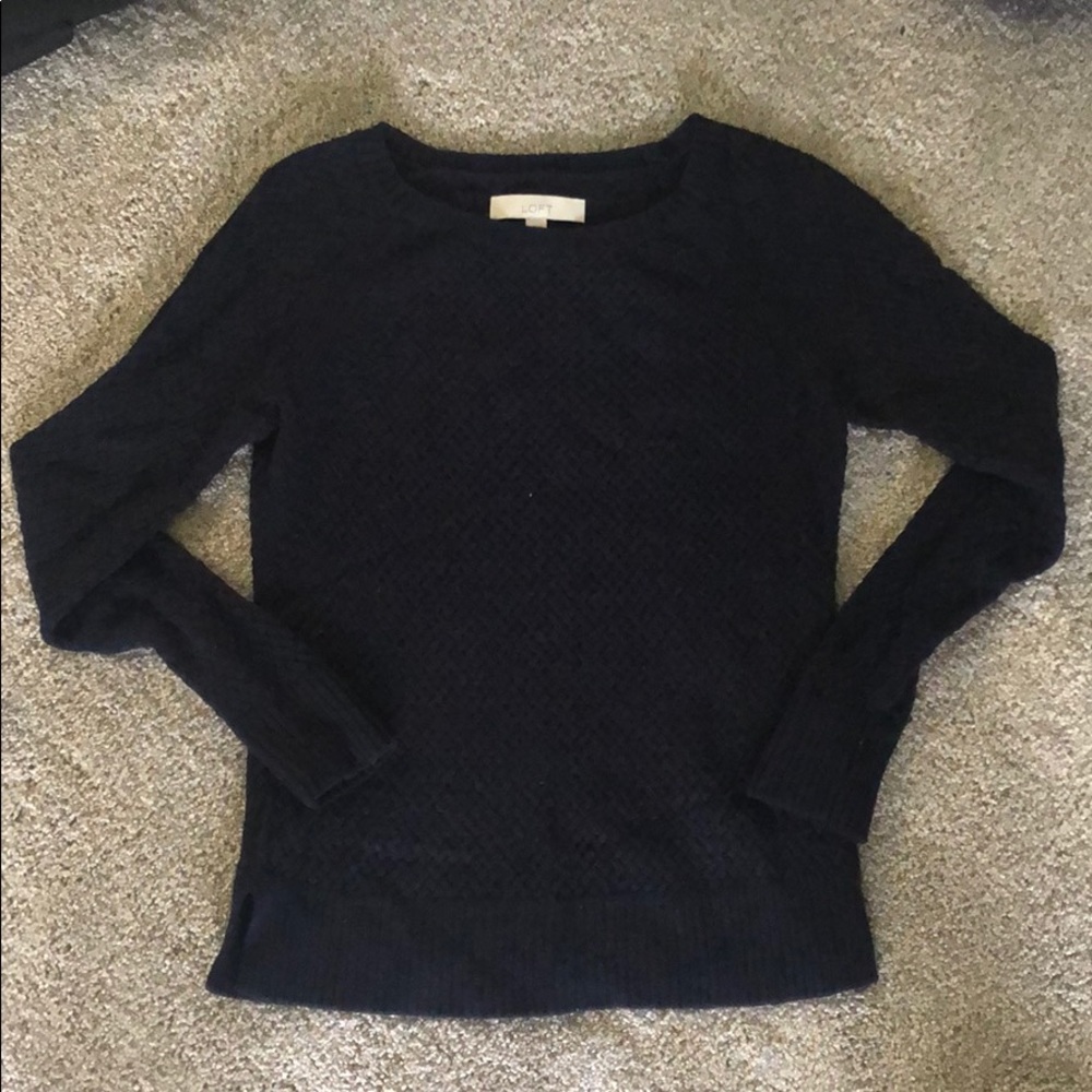 LOFT navy woven rayon/wool sweater - size S